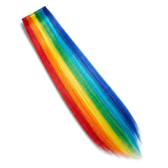 Vibrant Rainbow Hair Extension - Synthetic, Easy Attachment
