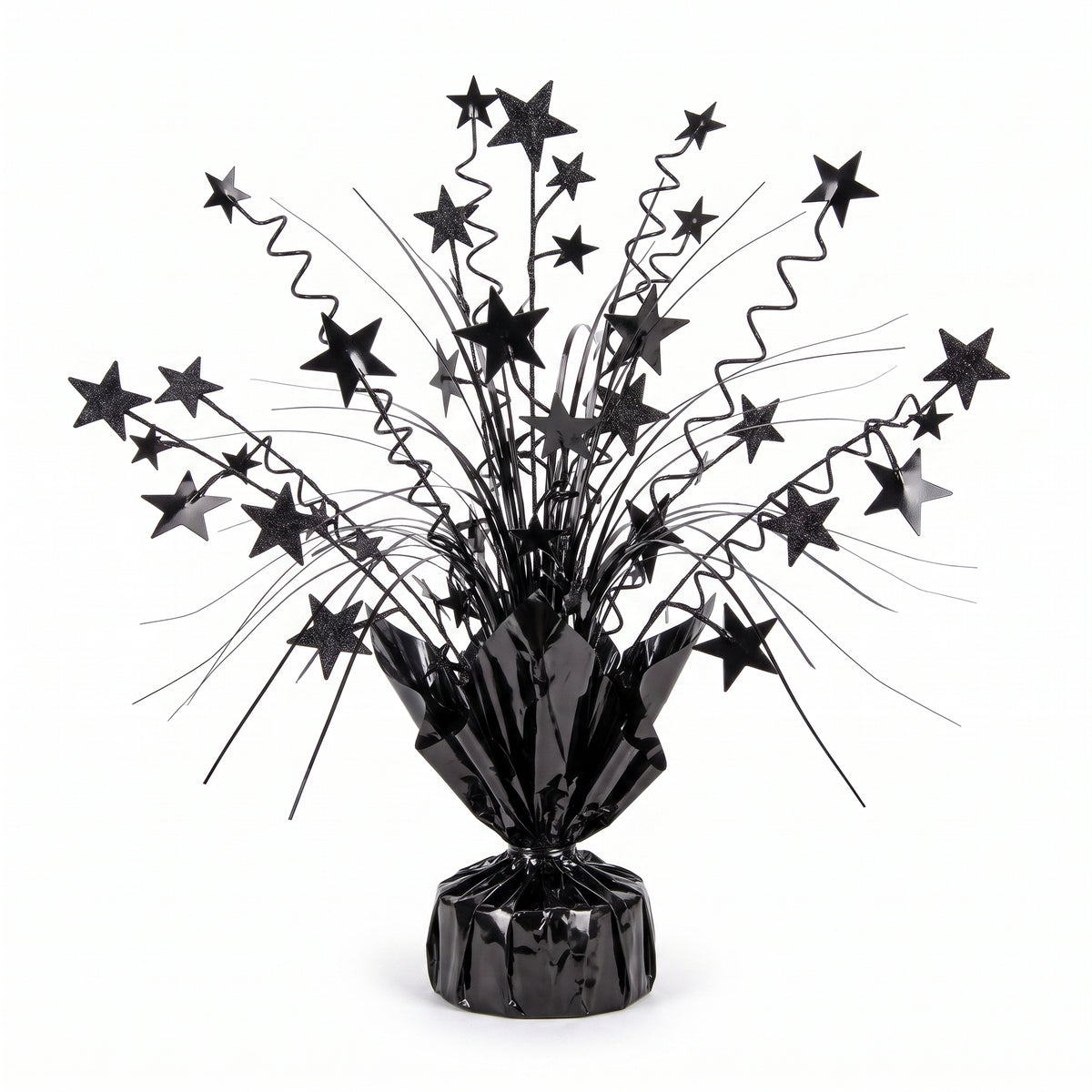12-Inch Black Foil Star Spray Centerpiece