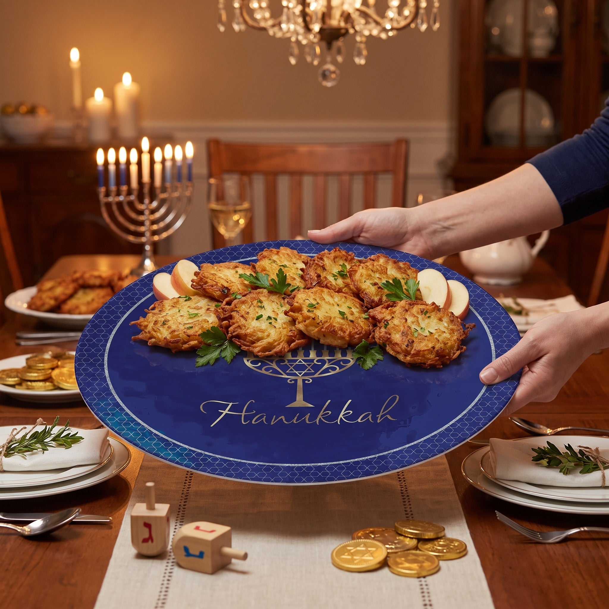 Happy Hanukkah Melamine Serving Platter