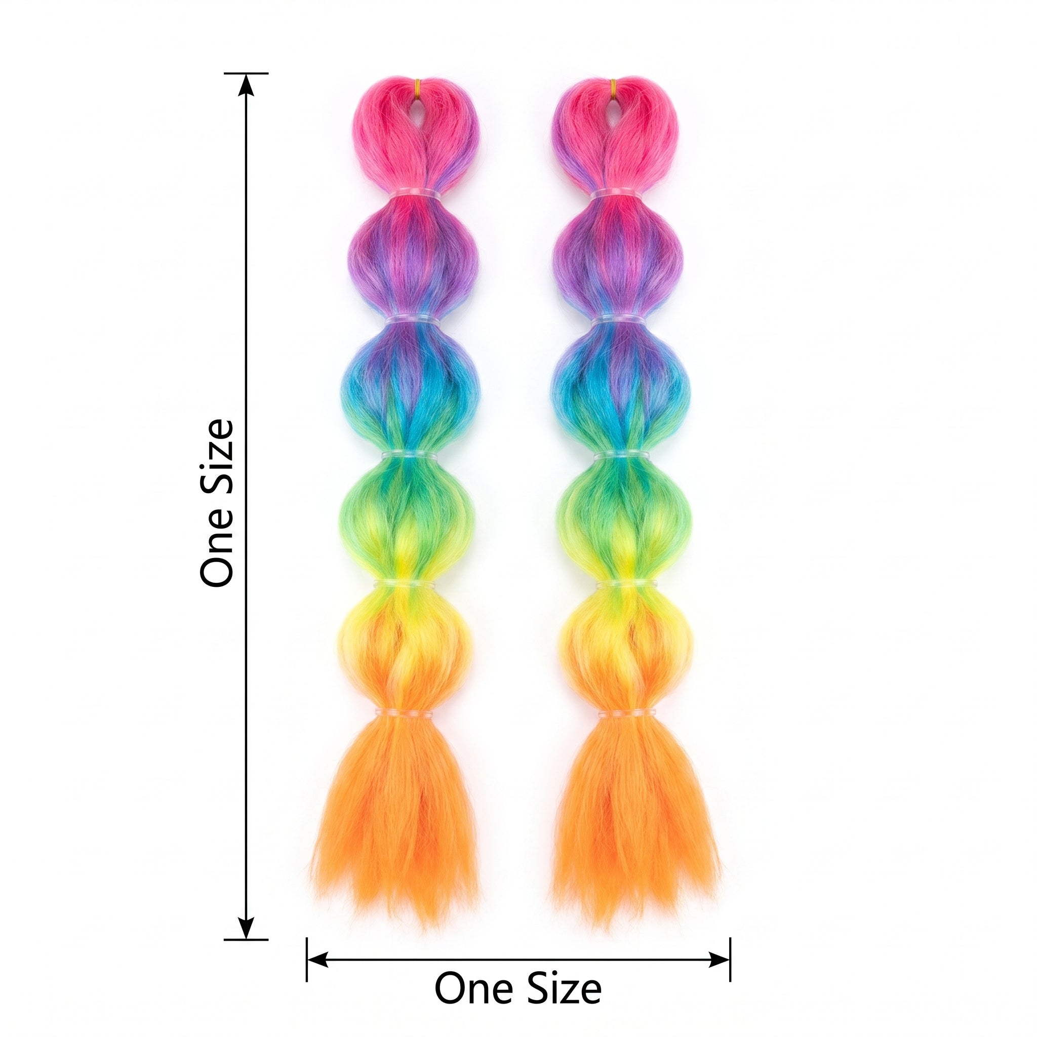 Vibrant Rainbow Bubble Braid Hair Extensions