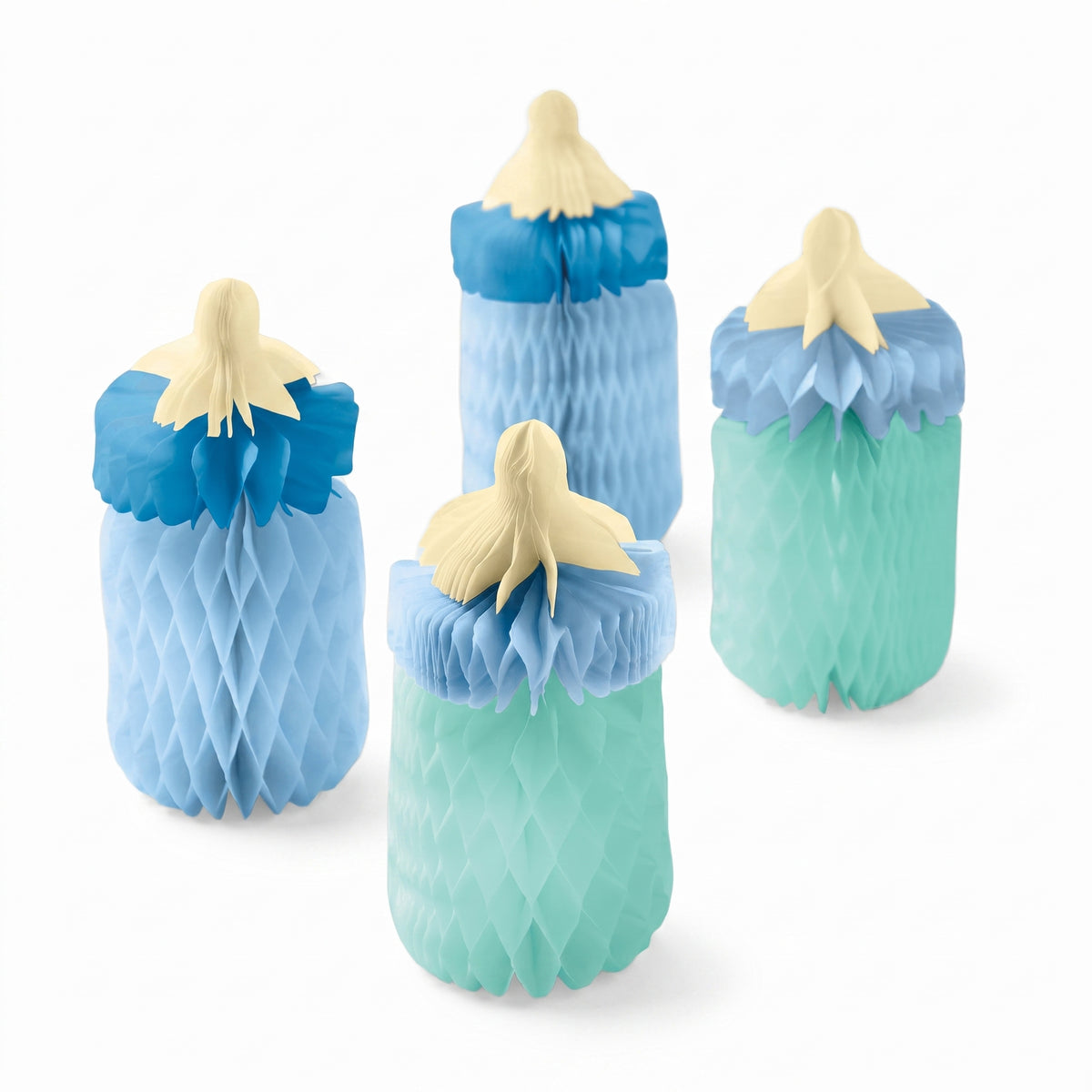 It's A Boy Baby Bottle Honeycomb Centerpiece Kit, 4-Pack