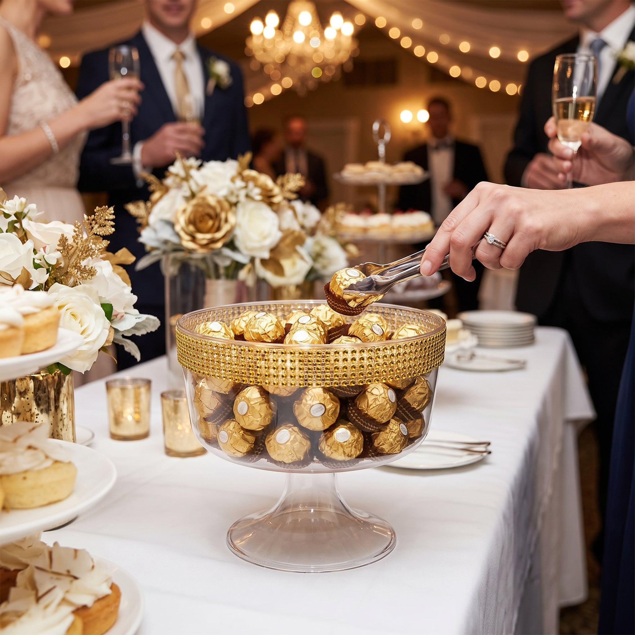 Gold Gem Trimmed Plastic Trifle Bowl
