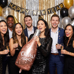 "Cheers" Rose Gold Champagne Bottle Foil Balloon - Air-Filled