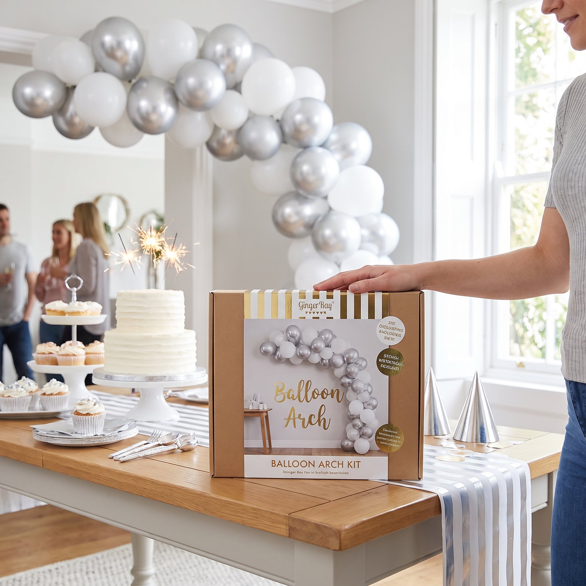 Elegant Silver Balloon Arch Kit
