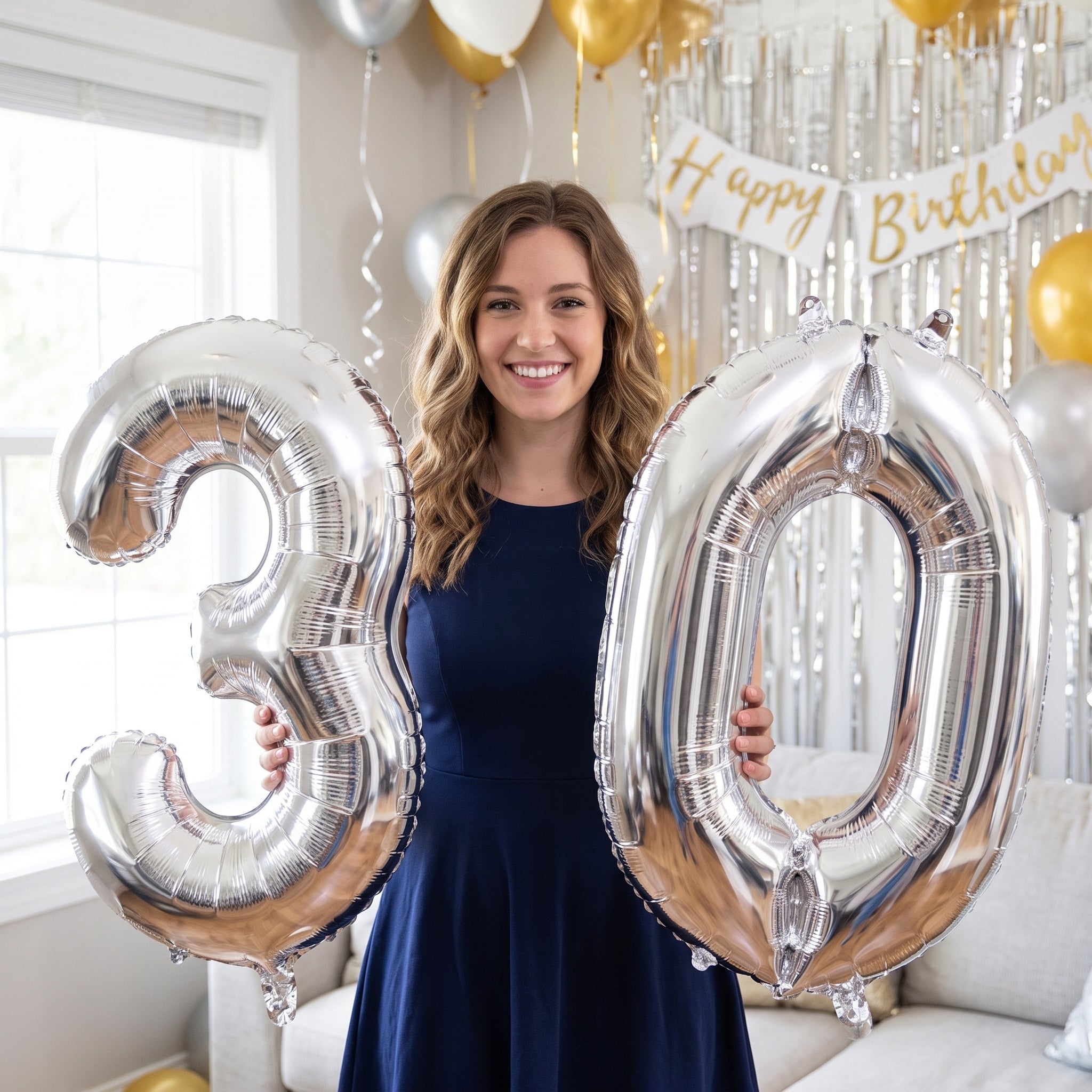 Silver Foil Number 0 Balloon - Air-Filled Metallic Decor