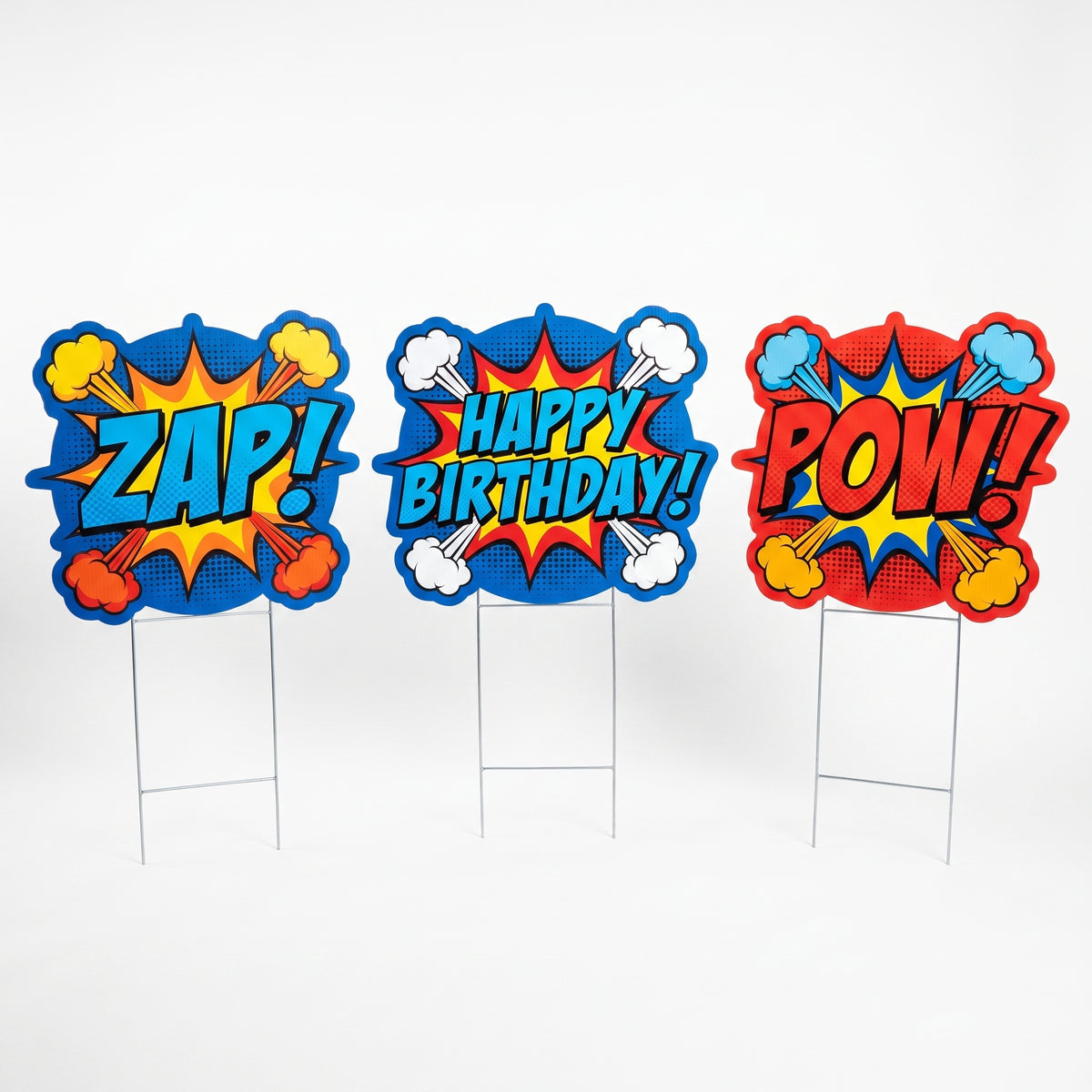 Superhero Birthday Lawn Signs - Comic Book Style