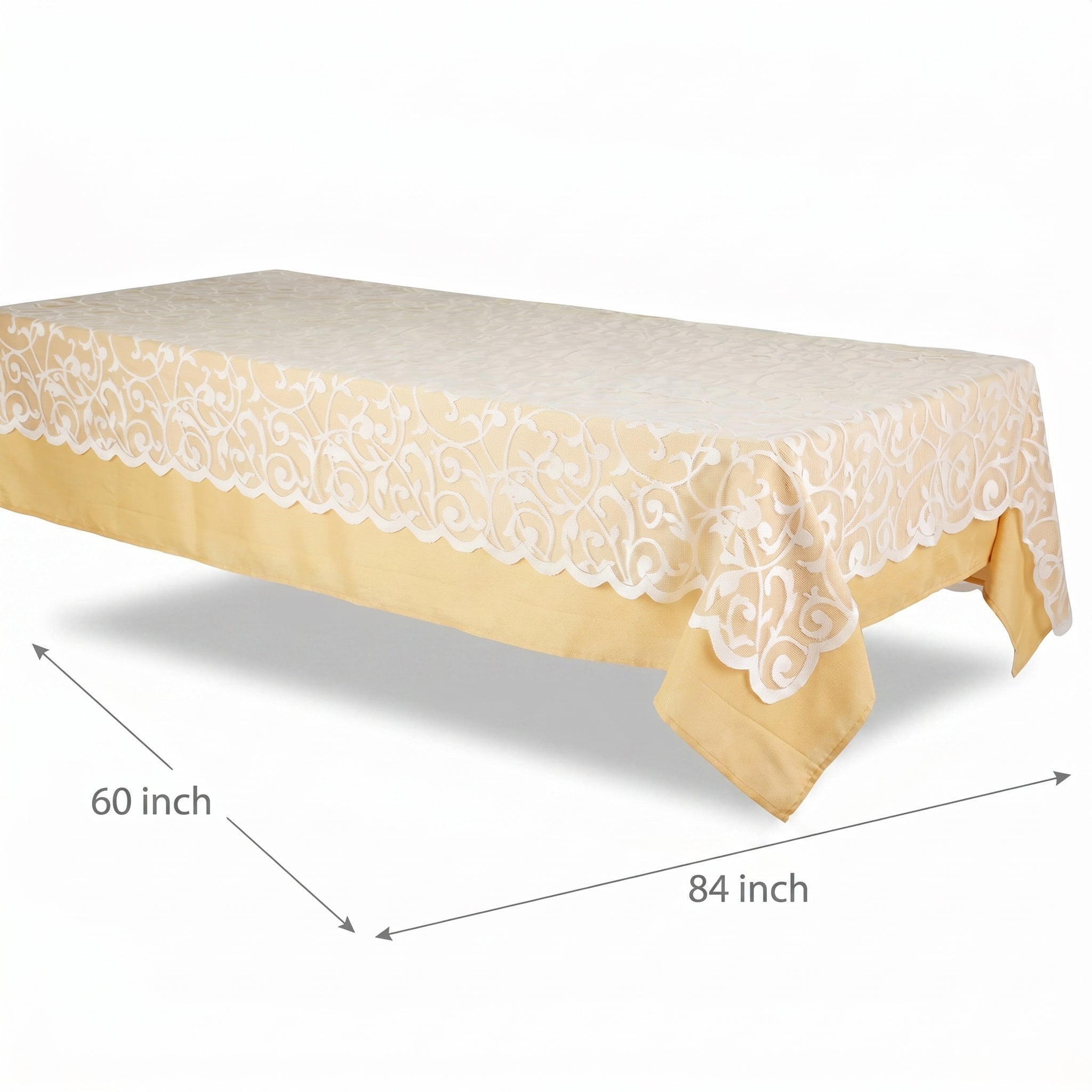 Elegant White Lace Tablecloth - 60x84 inches, Reusable Fabric Table Cover