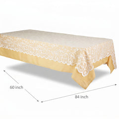 Elegant White Lace Tablecloth - 60x84 inches, Reusable Fabric Table Cover