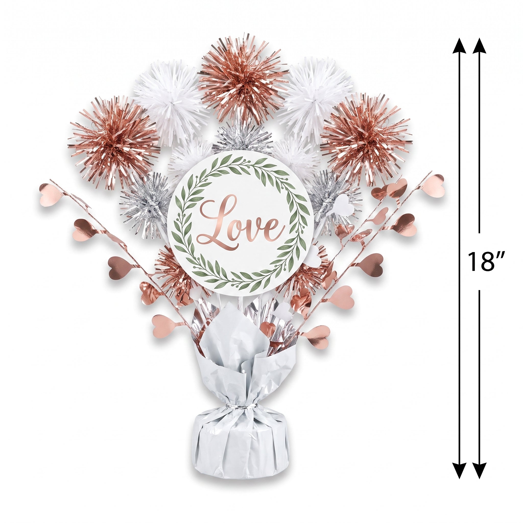 "Love" Tinsel Burst Centerpiece Spray Decoration for Weddings