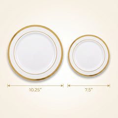 Elegant Gold Bordered Multipack Premium Plastic Plates, 20-Pack