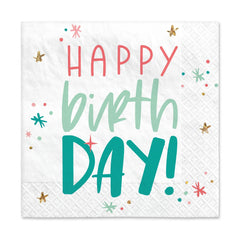 Happy Cake Day Birthday Lunch Napkins - 6.5 In. x 6.5 In. - 16 Pack
