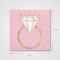 Blush and Rose Gold Diamond Ring Lunch Napkins - 6.5 In. x 6.5 In. - 16 Pack