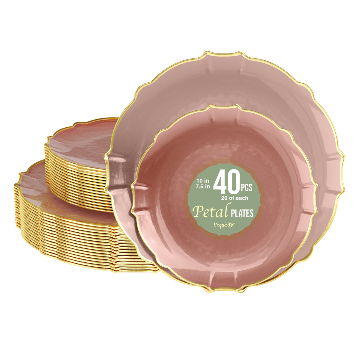 Pink/Gold Petal Plates - Combo Pack 20/20