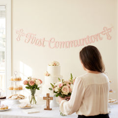 Elegant Pink First Communion Banner