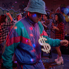 Dollar Sign Necklace Choker - 1990s Hip-Hop Costume Accessory