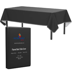 Black Flannel Backed Table Cover 54 In. x 70 In.