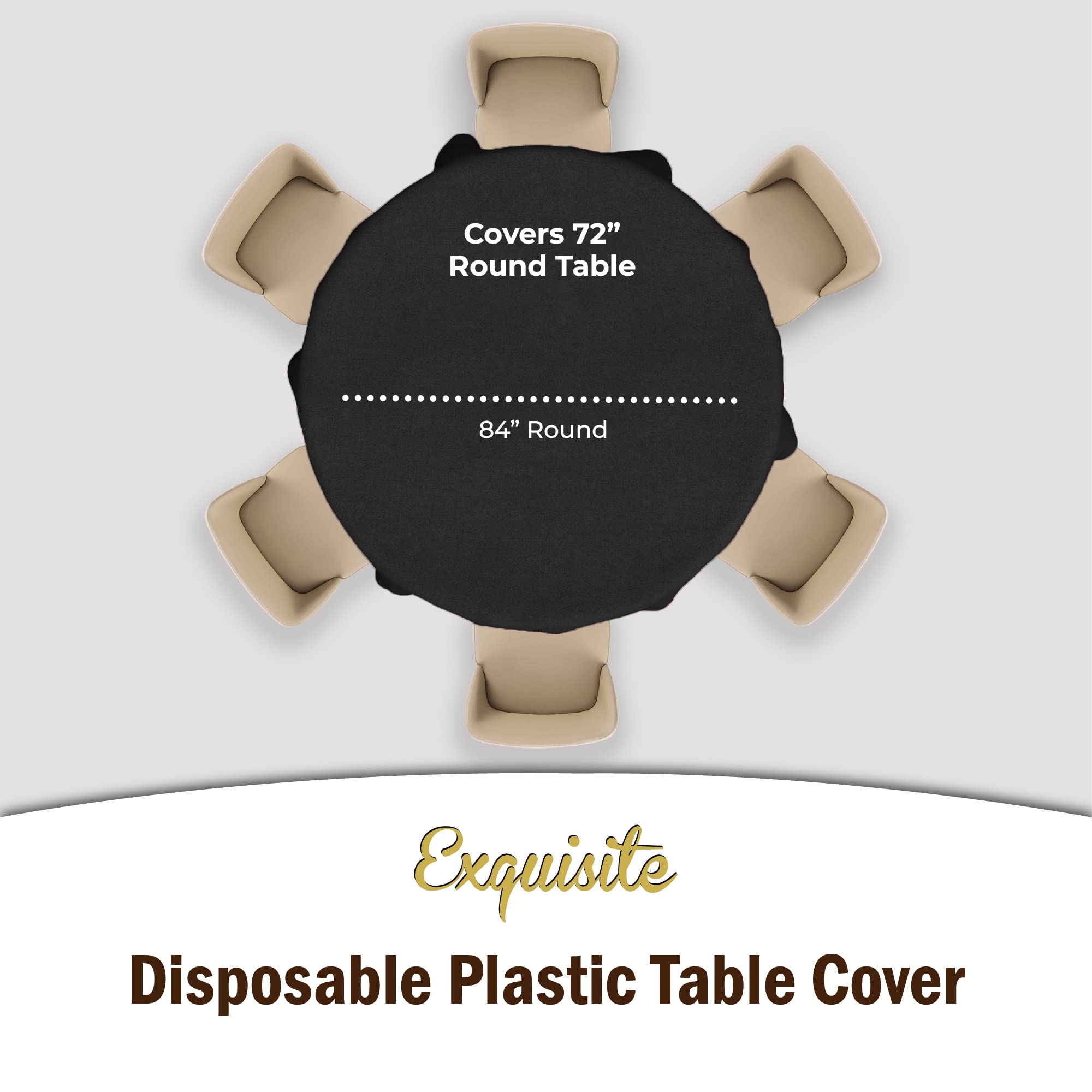 Round Black Plastic Table Covers | 12 Pack