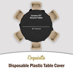 Round Black Plastic Table Covers | 12 Pack