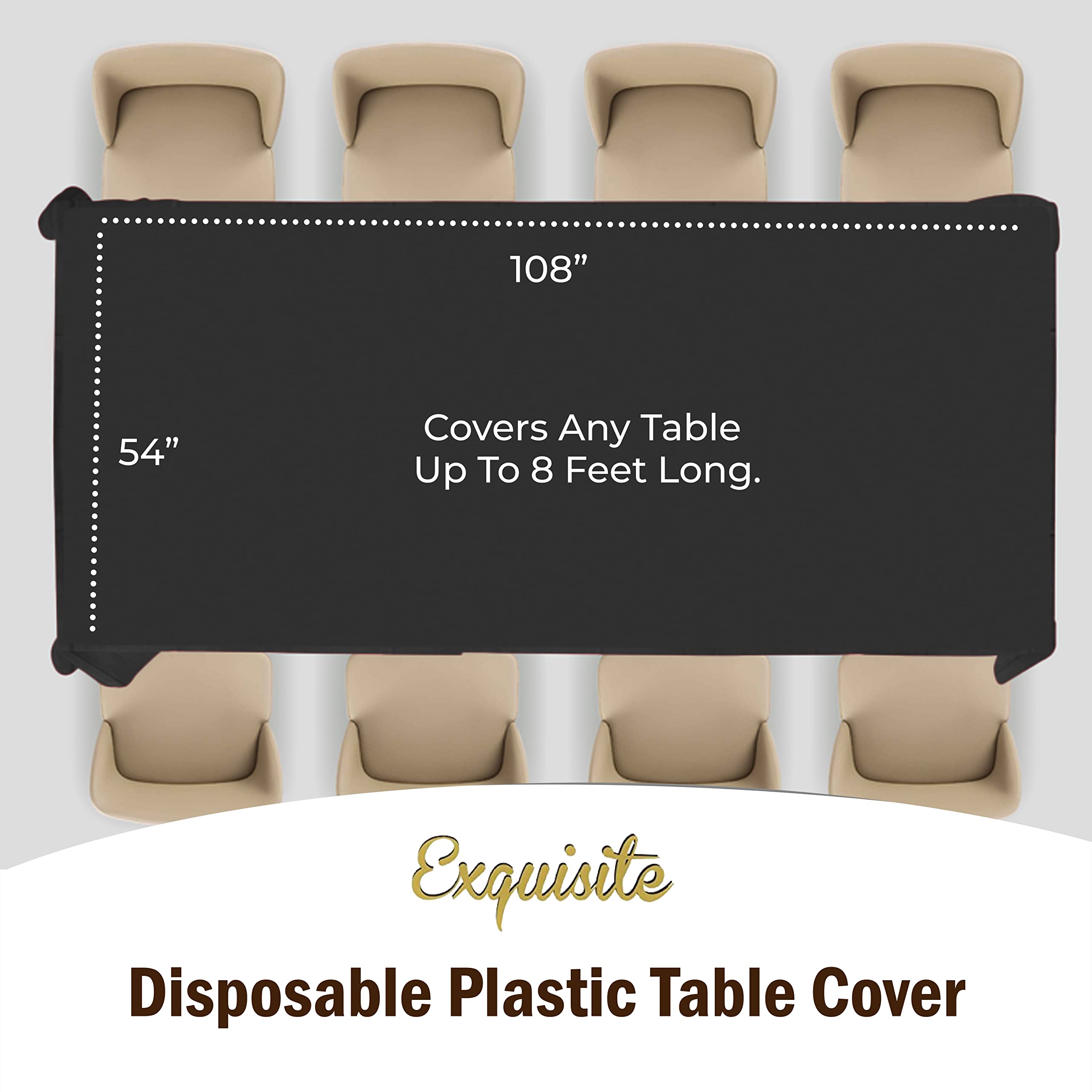 Black Plastic Table Covers | 12 Pack