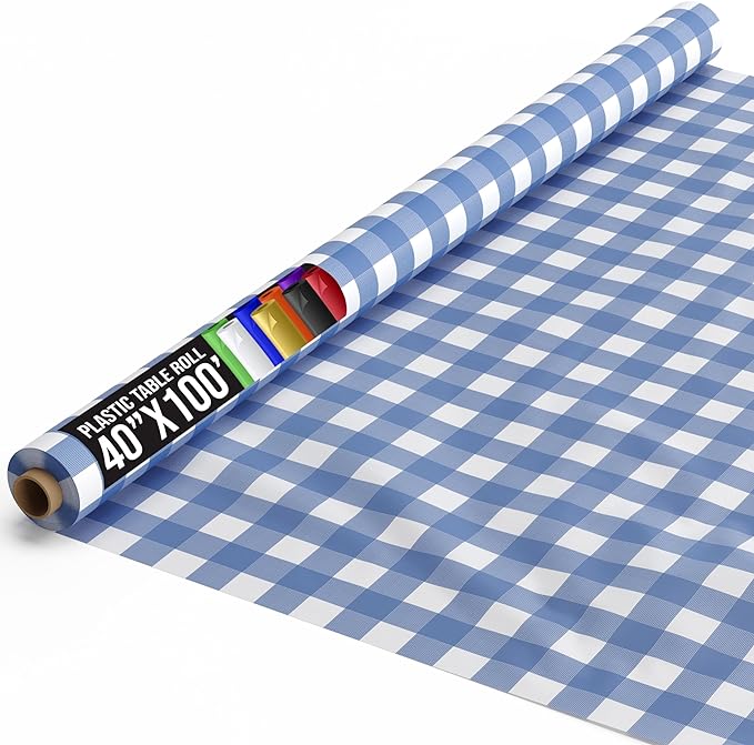 40 In. x 100 Ft. Blue Gingham Table Roll