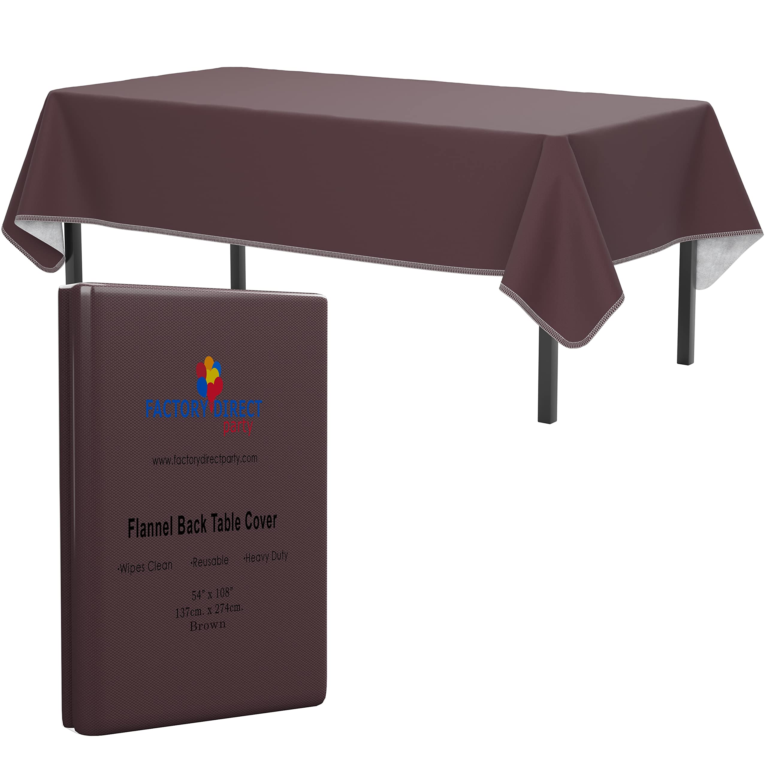 Brown Flannel Backed Table Cover 54 In. x 108 In.