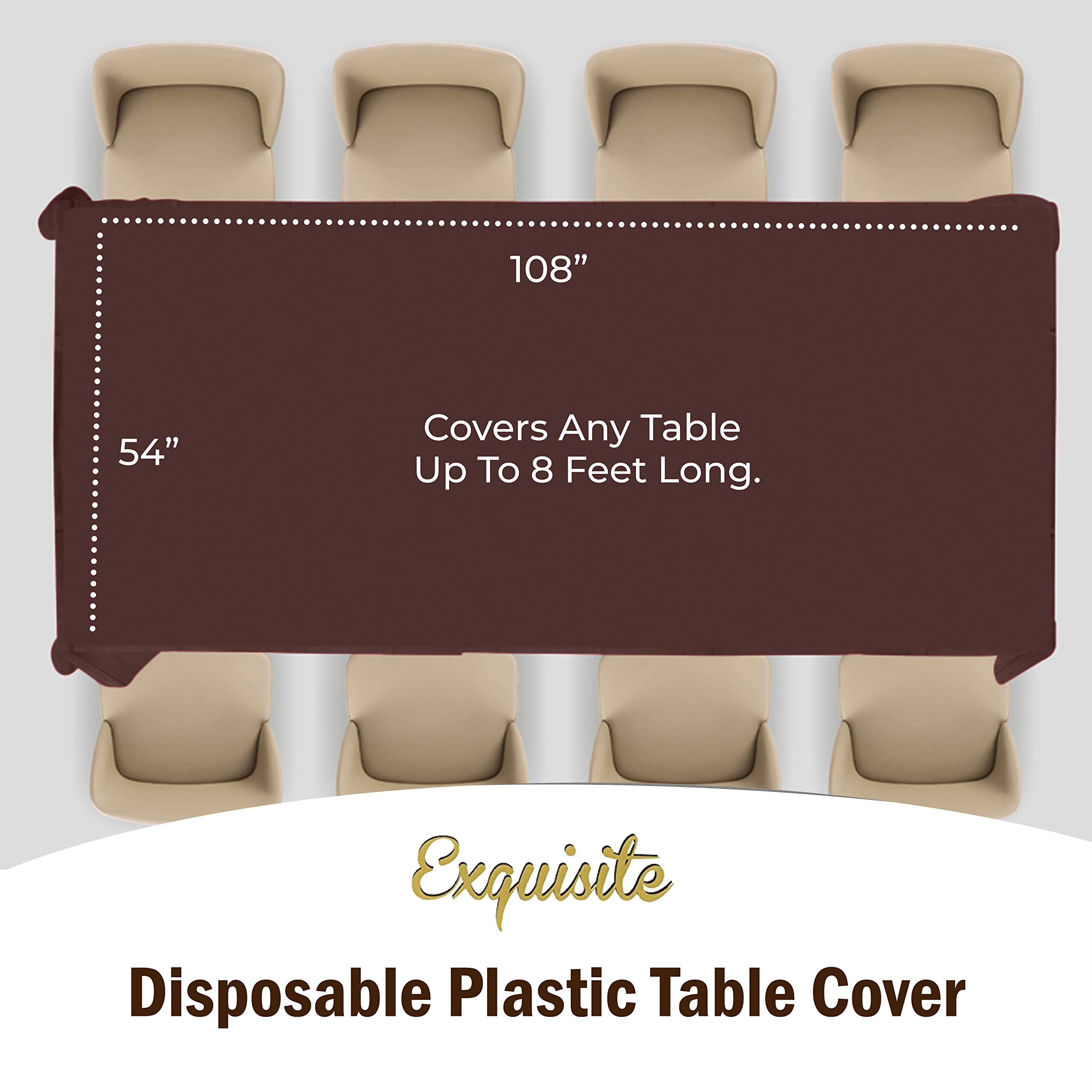 Premium Brown Plastic Table Covers | 6 Pack