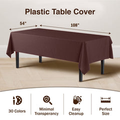 Premium Brown Plastic Table Covers | 6 Pack