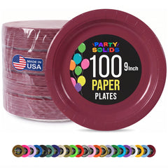 9 in. Burgundy Paper Plates | 100 Count