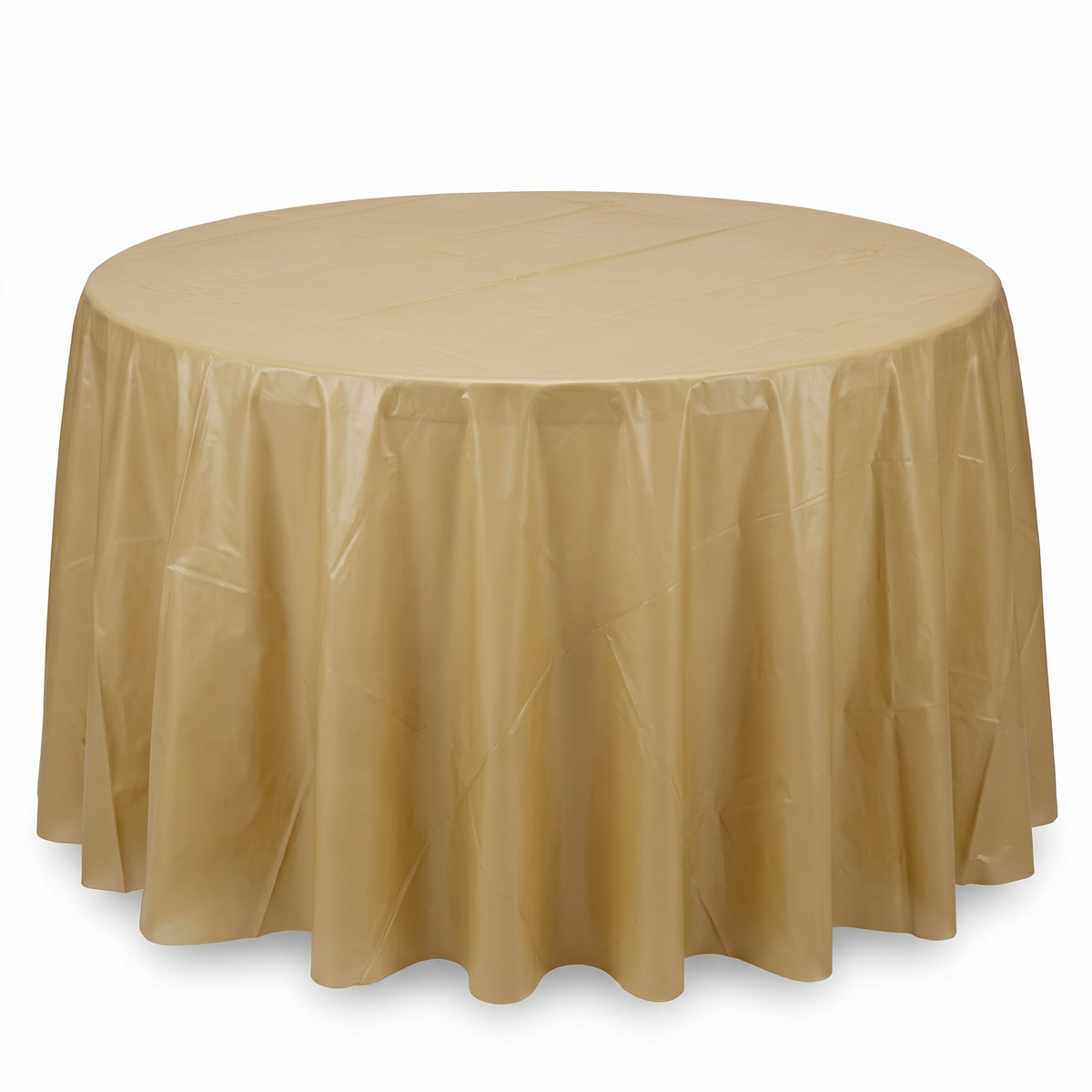 Elegant Gold Round Plastic Table Cover - 84"