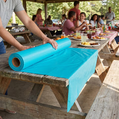 Caribbean Blue Plastic Table Cover Roll - 40" x 100'