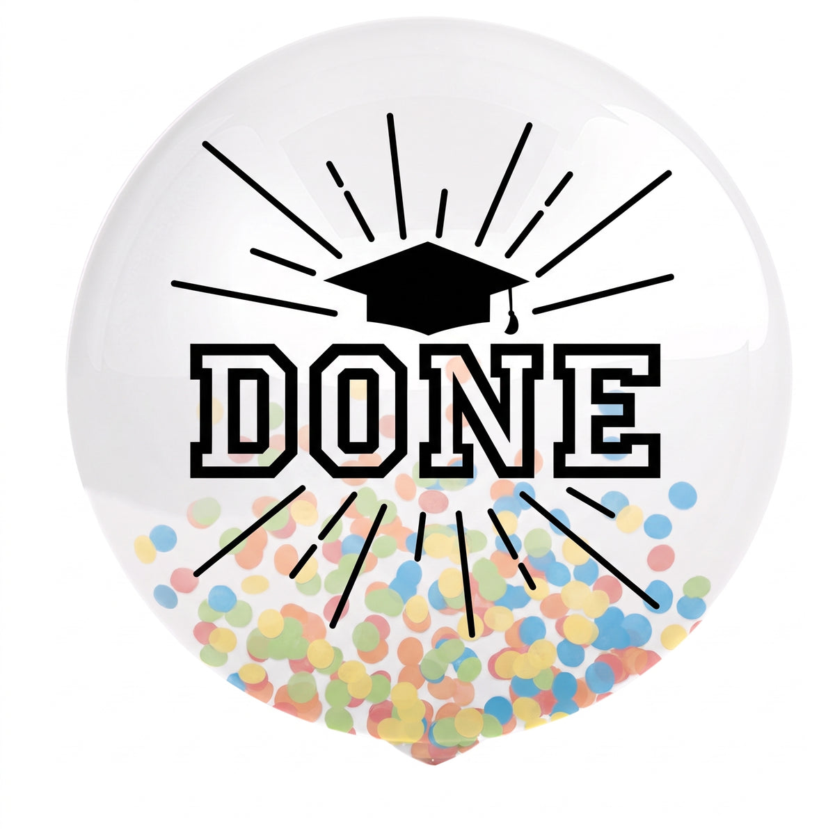 "Done" Graduation Confetti Latex Balloon - Multi-Coloured, 24-Inch