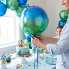 Blue and Green Ombre Orbz Metallic Balloon