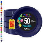 10 in. Navy Plastic Plates | 50 Count