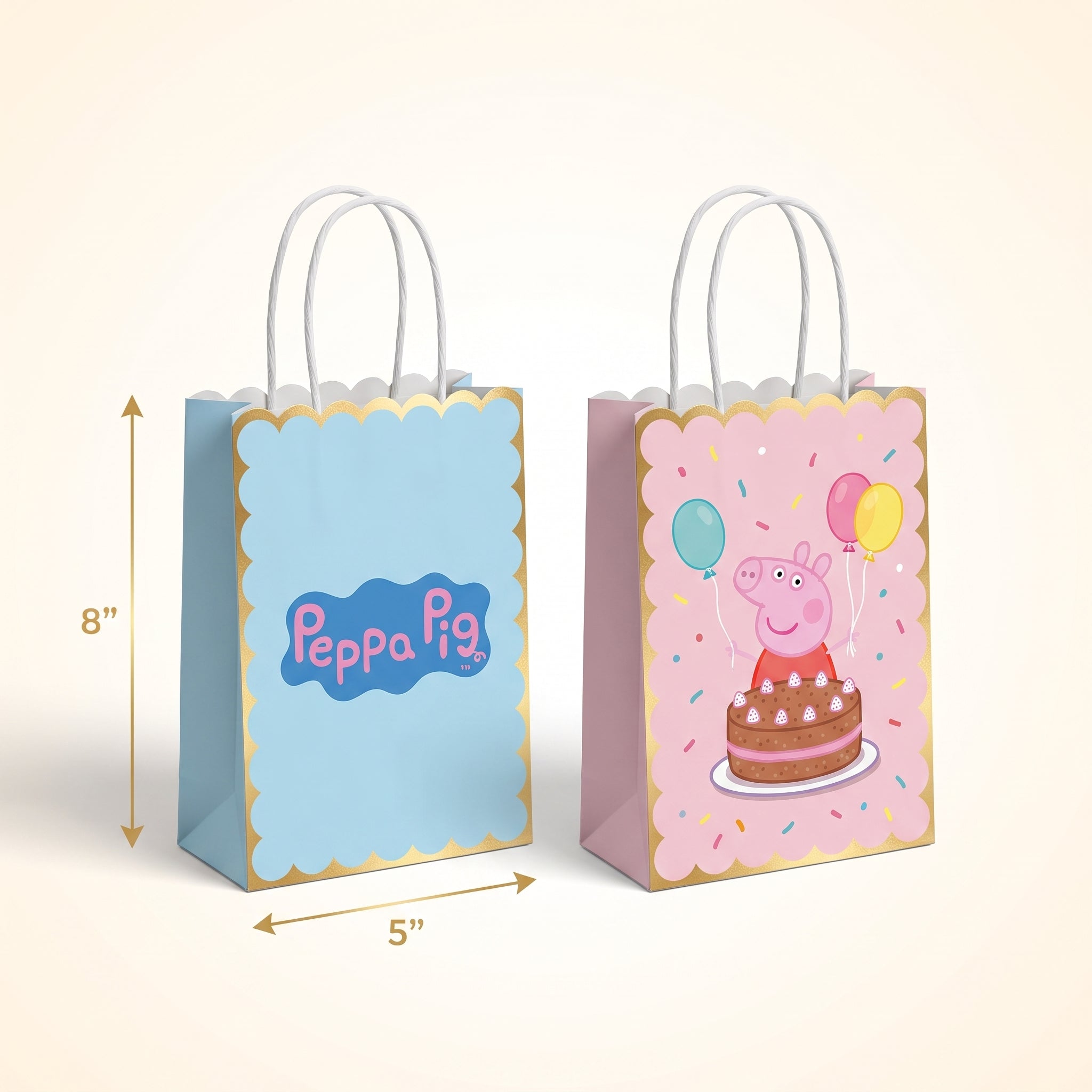 Peppa Pig Kraft Party Favor Bags - 8 Count