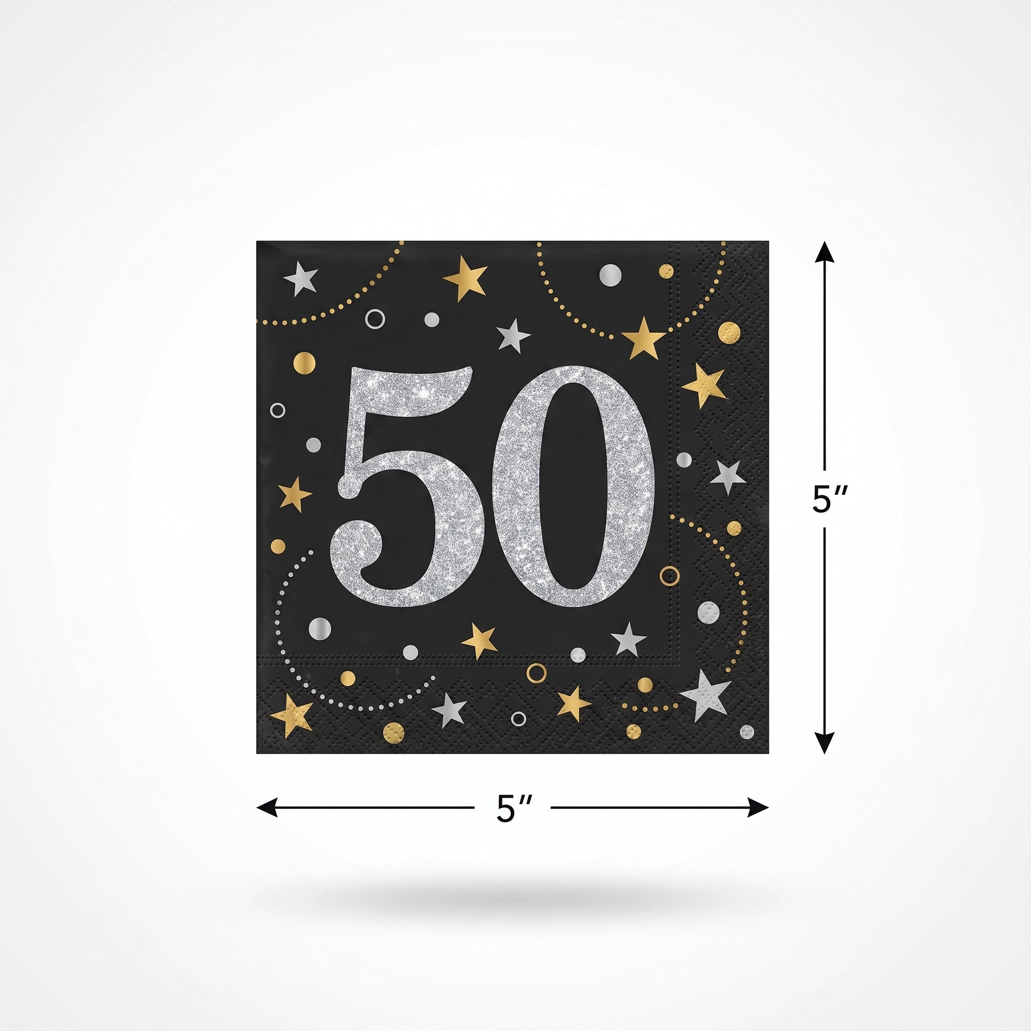 Sparkling Celebration 50th Birthday Beverage Napkins - 5 In. X 5 In.