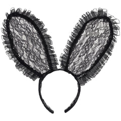 Black Lace Bunny Ears Headband for Halloween