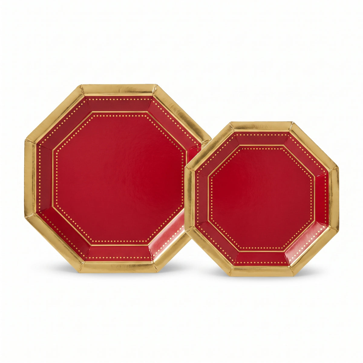 Premium Apple Red 10" Octagonal Paper Plates - Pack of 20