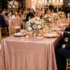 Elegant Rose Gold Fabric Table Cover - 60x84 Inch