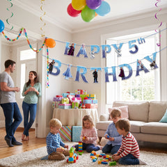 Disney Frozen 2 Customizable Birthday Banner with Anna, Elsa, and Olaf