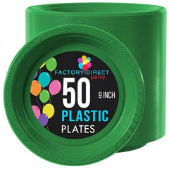 9 in. Emerald Green Plastic Plates | 50 Count