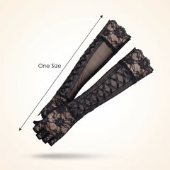 Fingerless Lace Corset Gloves - Perfect Halloween Accessory