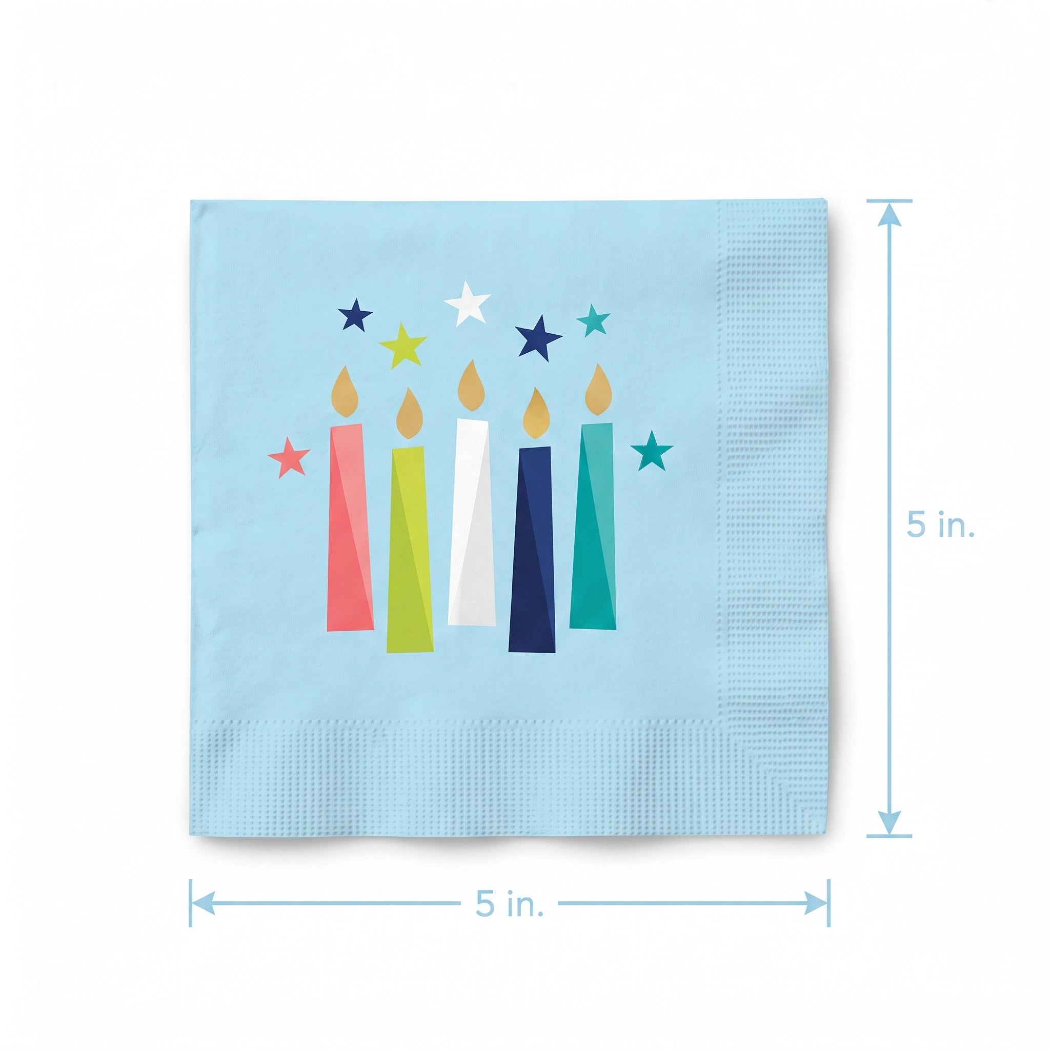Modern Birthday Candle Beverage Napkins - 16 Pack - 5 In. X 5 In.