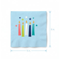 Modern Birthday Candle Beverage Napkins - 16 Pack - 5 In. X 5 In.