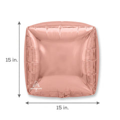 Rose Gold 15-Inch Geometric Foil Balloon Cube
