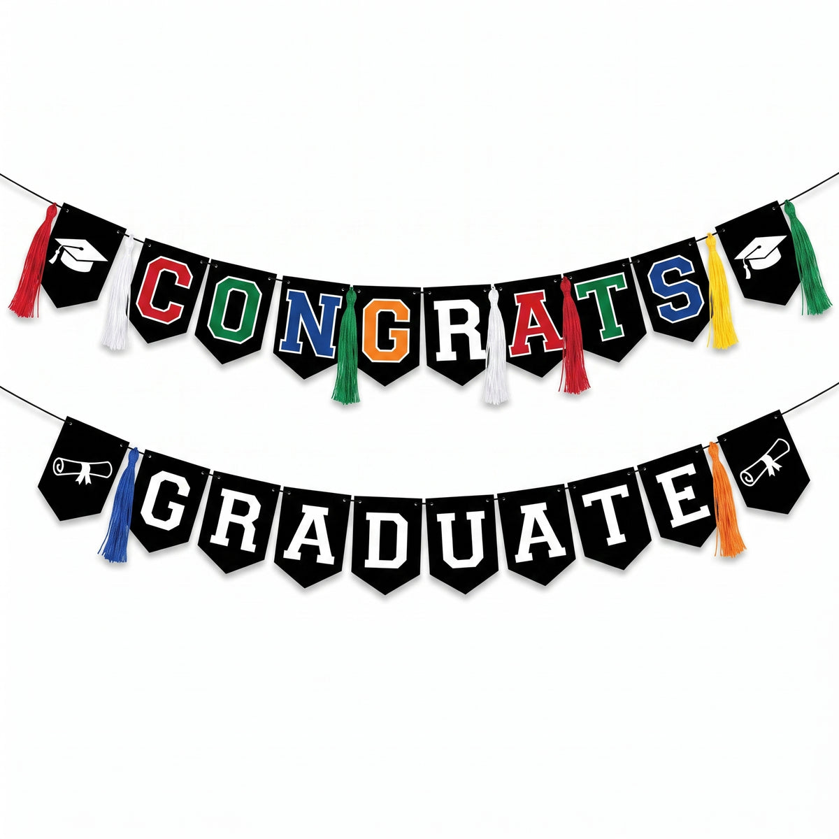 Congrats Grad Pennant Banner Kit, Multi-Coloured, 12 ft