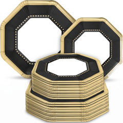 Premium Black 10" Octagonal Paper Plates - Multipack
