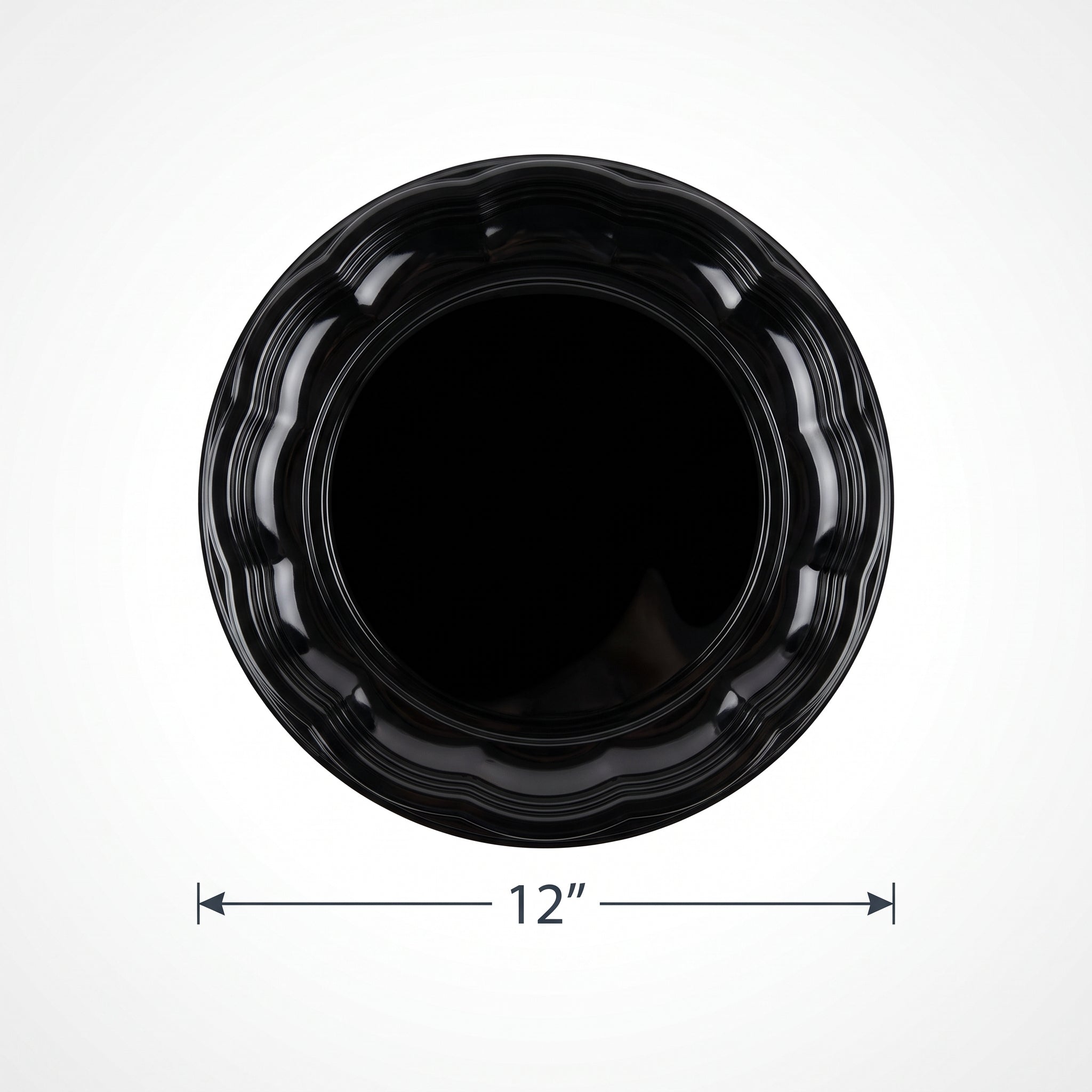 Elegant Black Scalloped Plastic Serving Tray - 12 Inch