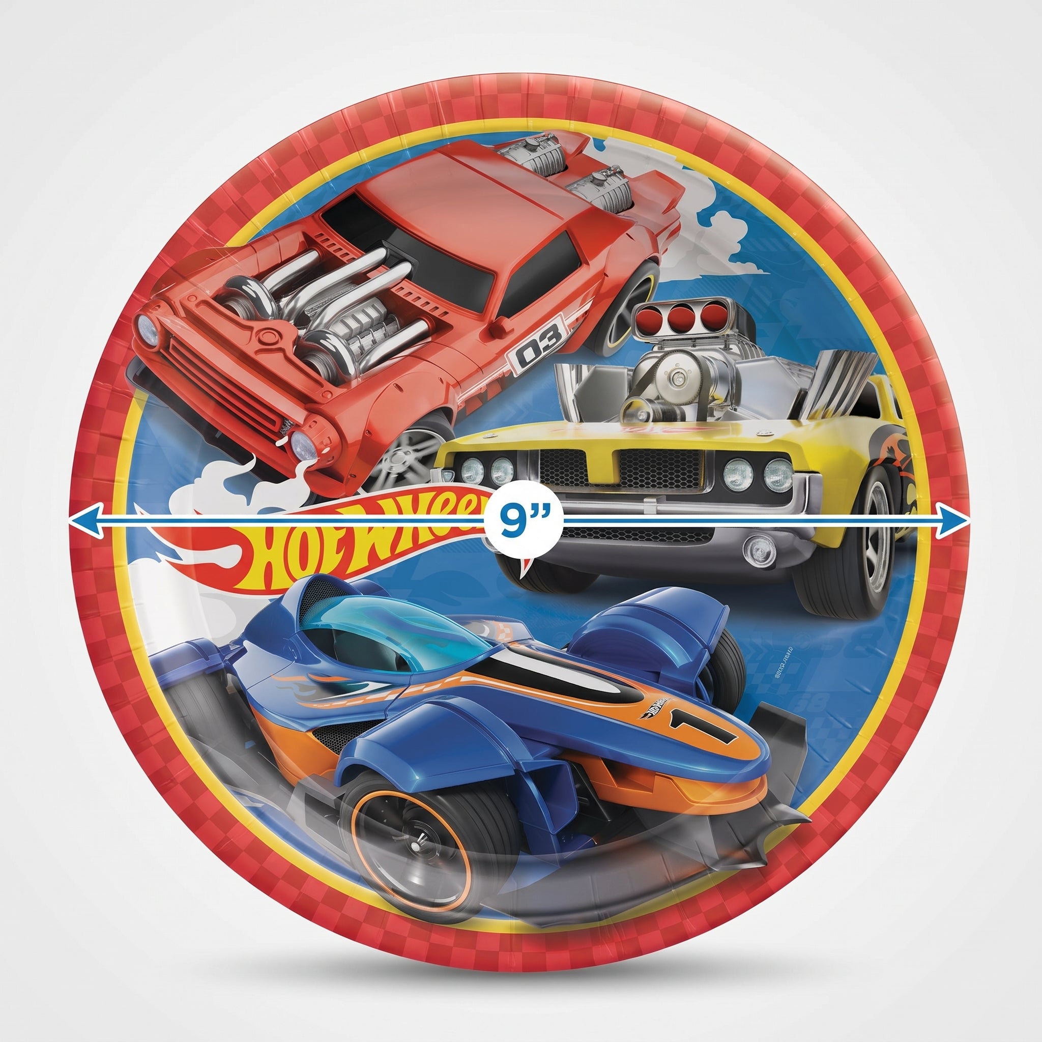 Hot Wheels 9-Inch Round Paper Plates - 8 Pack