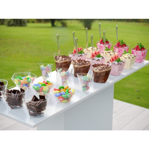 4 Oz. Clear Pentagon Miniature Cups With Mini Spoons | 100 Count