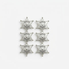 Silver Sheriff Badge Pins - 8 Pack